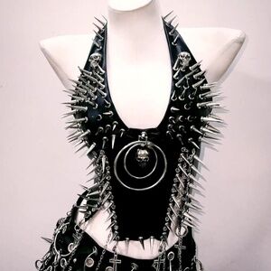 Spiked studded halter top gothic punk Medium fetish lingerie